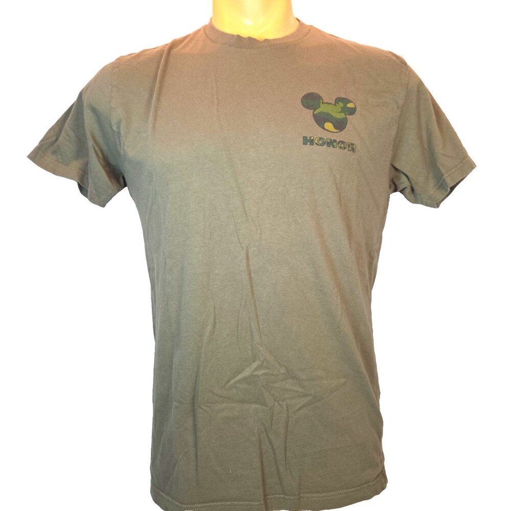 Disney Parks Mickey Mouse Honor Camo Green Military T-Shirt Adult Large